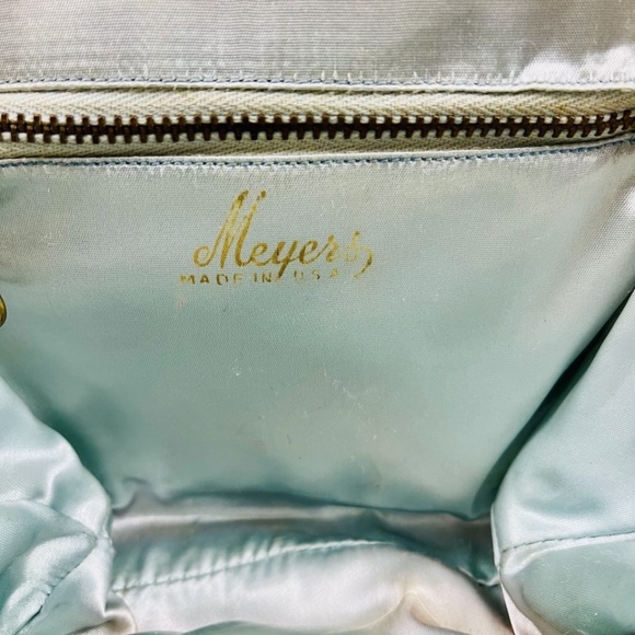 Vintage Meyers ~ White Faux Snakeskin Jeweled Hand Bag Clutch Purse Made in USA